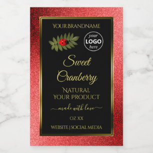 Vermelho Metálico Brilhante Preto Etiquetas de pro