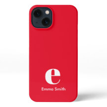 Vermelho Monograma Inicial Vermelho Simples Modern