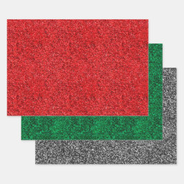Vermelho Natal, Verde e Silver Faux Brilhante Bril