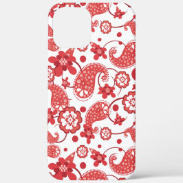 Vermelho| Padrão de Paisley Branco
