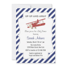 Vermelho plano e azul do convite do chá de fraldas