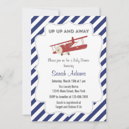 Vermelho plano e azul do convite do chá de fraldas