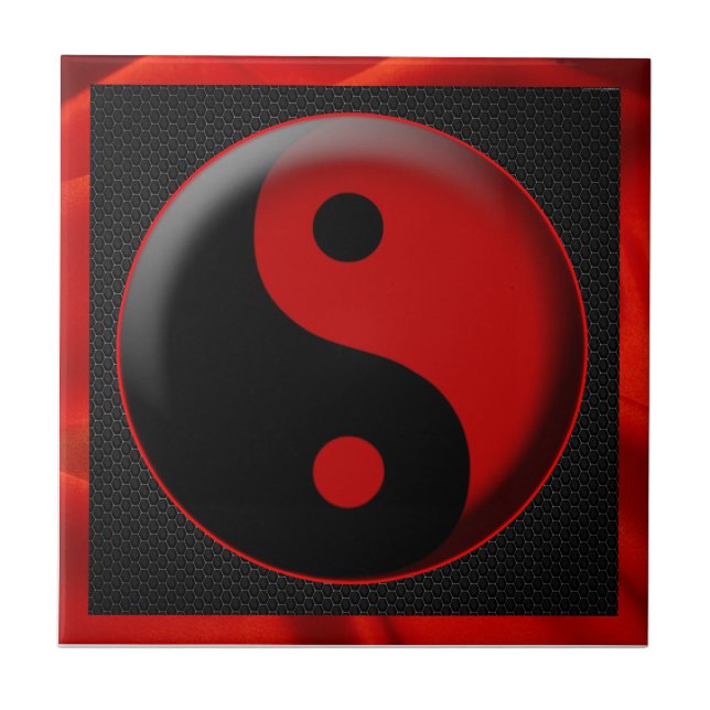 VERMELHO PRETO 3D de YIN YANG (Frente)