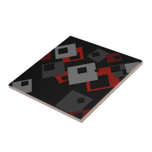 Vermelho Preto e Geométrico Cinza