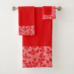 Vermelho quente floral do Grupo-Vintage de toalha