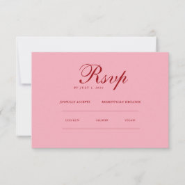 Vermelho rosa Minimalista Elegante | RSVP & QR Sit