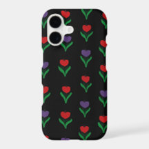 Vermelho, Roxo & Verde Floral Preto