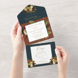 Vermelho Russo | Orange Floral Buquê Teal Wedding
