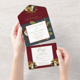 Vermelho Russo | Orange Floral Buquê Teal Wedding