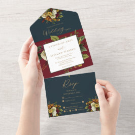 Vermelho Russo | Orange Floral Buquê Teal Wedding