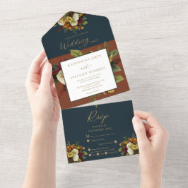 Vermelho Russo | Orange Floral Buquê Teal Wedding