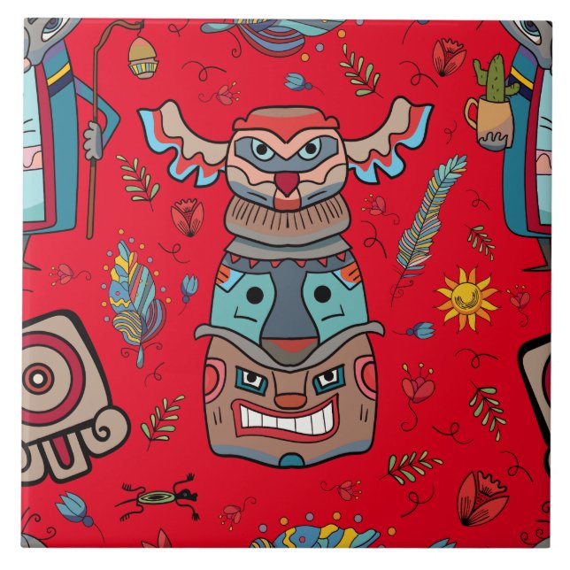 Vermelho Totem Americano Nativo (Frente)