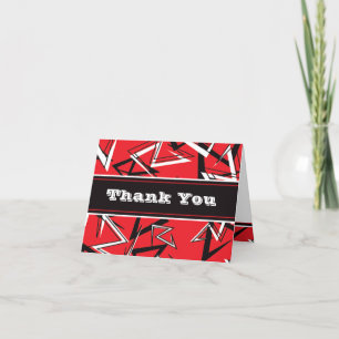Vermelho Urbano Funky, Preto, Cartões de agradecim