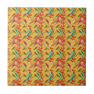 Vermelho Verde Azul Roxo Abstrato Floral Art Déco