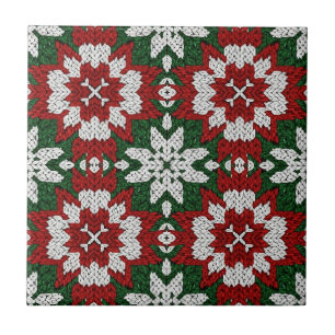 Vermelho Verde Branco Escandinavo Trico Inverno