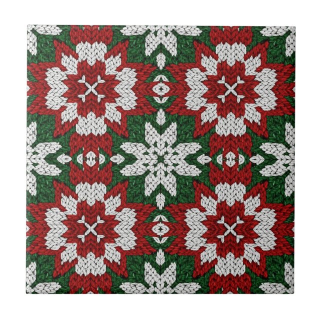 Vermelho Verde Branco Escandinavo Trico Inverno (Frente)