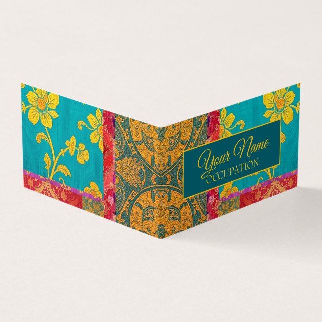 Vermelho Verde Colorido ORIENTAL - Cartão de visit (Exterior)