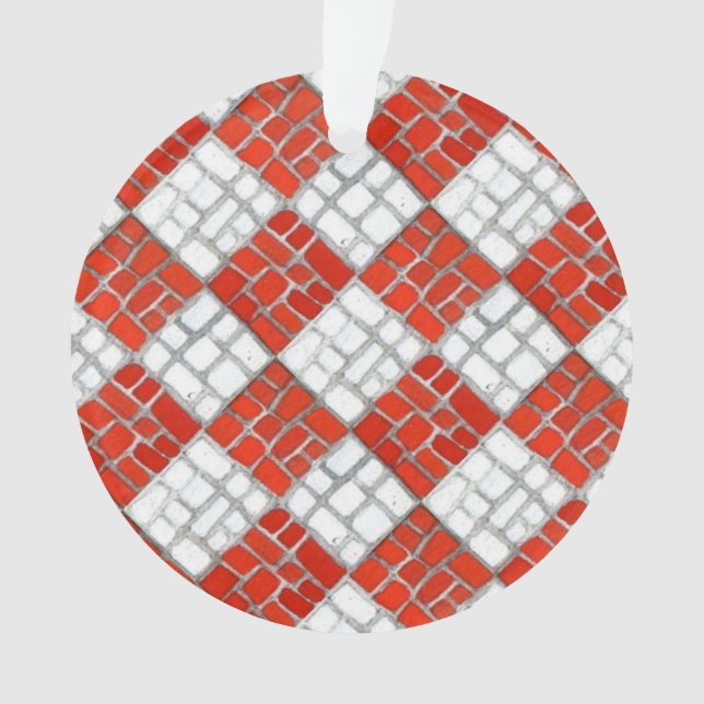 VERMELHO VERIFICAR MOSAIC - Ornamento do Círculo A (Frente)