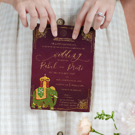 Vermelho Vibrante Dourado com o casamento índio de