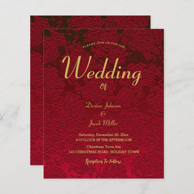 Vermelhos Dourados Elegante Moderno Orçamento Flor (Frente/Verso)