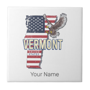 Vermont United States Retro State Map Vintage EUA