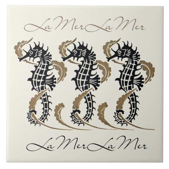 Verneuil Art Nouveau Seacavalo Azulejo Arte Trivet (Frente)