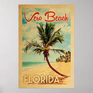 Vero Beach Poster Flórida Palm Tree Beach