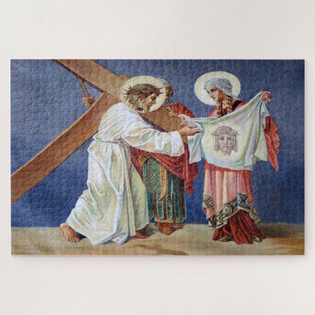 Veronica Limpa o Rosto de Jesus Quebra-cabeça (Horizontal)