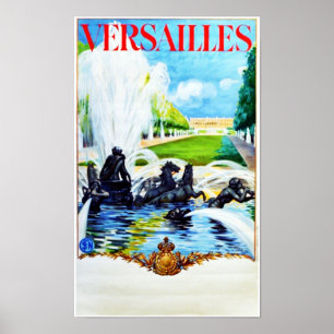 Versalhes, France, poster das viagens vintage