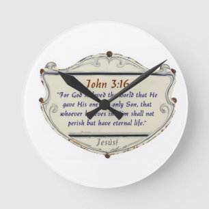 Versículo Bíblico João 3:16 Relógio de Parede Escu