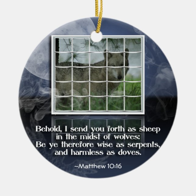 VERSO da BÍBLIA do ORNAMENTO do 10:16 de Matthew (Frente)