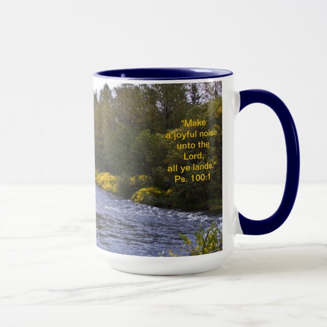 Verso da caneca w/Scripture do cenário da queda (Direita)