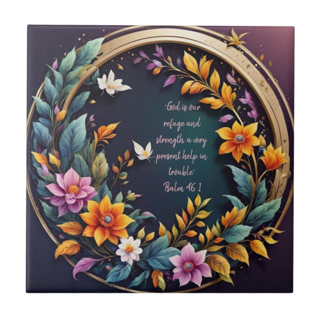 Versões de Bíblia de Quadro Floral de Fundo Escuro (Frente)