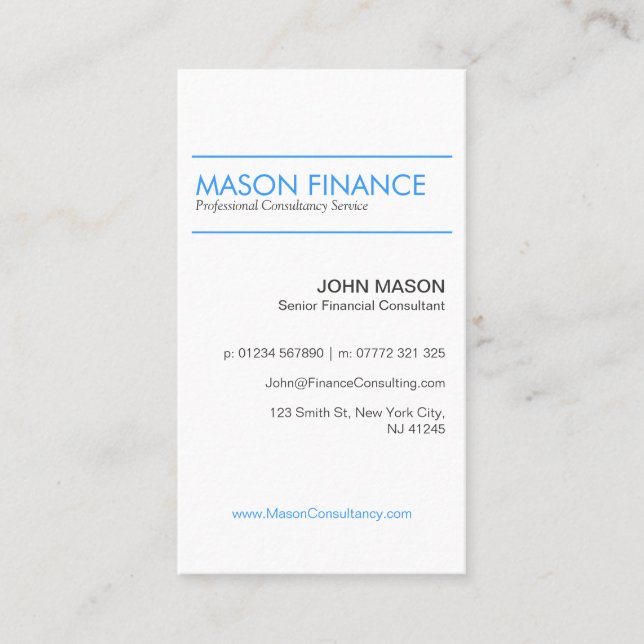 Vertical Branca Moderna - Cartão de visita profiss (Frente)