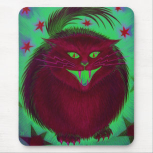 Vertical vermelho do mousepad do gato assustador