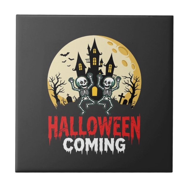 Véspera de Halloween Esqueletos Dançantes Castelo  (Frente)