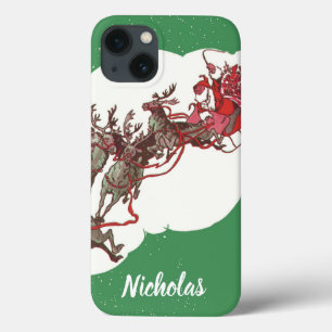 Véspera de Natal Vintage, Papai Noel Retro em Tren
