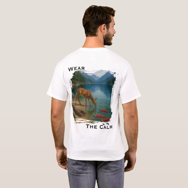 Veste a Calma – Cervo no Lago Camiseta (Parte Traseira Completa)