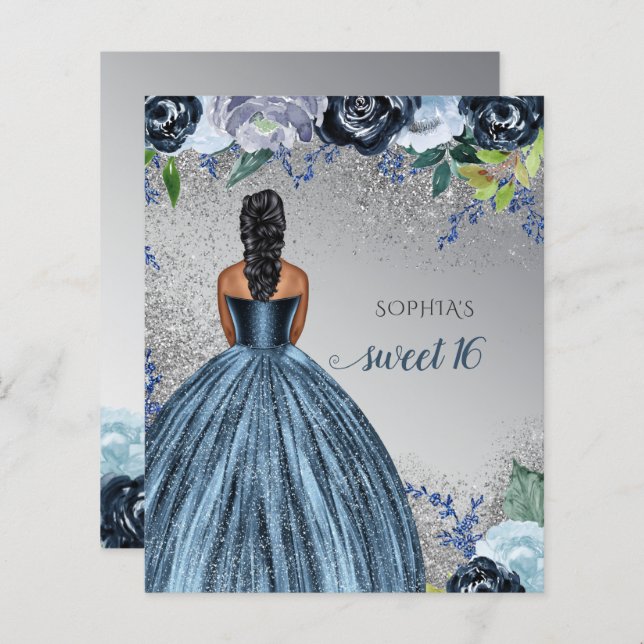 Vestido azul com lantejoulas orçamento Sweet 16 an (Frente/Verso)