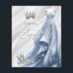 Vestido Azul Suave 16 Convite<br><div class="desc">Prata de Orçamento Dusty Blue Sparkle Dress Princesa Doce 16 Convite</div>