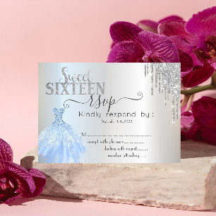Vestido Azul Vestido Doce 16 RSVP Convite