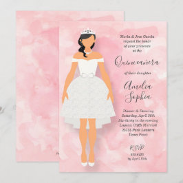 Vestido Branco em Convites de Quinceanera Rosa