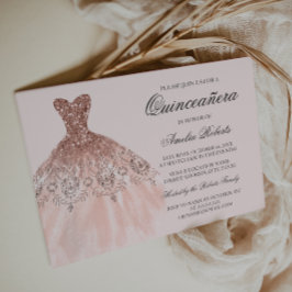 Vestido Brilho Dourado Rosa Convite Quinceanera