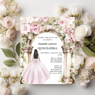 Vestido cor-de-rosa de arco Quinceanera convite