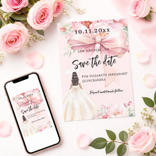 Vestido cor-de-rosa Quinceanera Salve o Cartão de