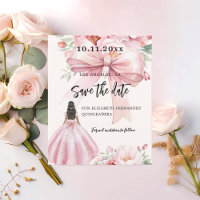 Vestido cor-de-rosa Quinceanera Salve o Cartão de 
