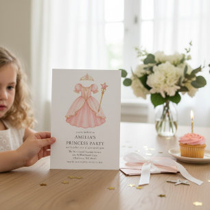 Vestido de Baile Princesa Rosa Convite de Aniversá