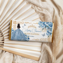 Vestido de Luxo Bebê Azul Dourado Princesa Quincea