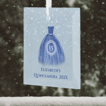 Vestido de Quinceanera Azul com Nome e 15
