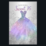 Vestido do Holograma de Orçamento Doce 16 Convite<br><div class="desc">Holograma de prata orçado Rainbow Sparkle Vestido Doce Doce 16 Aniversário Convite</div>